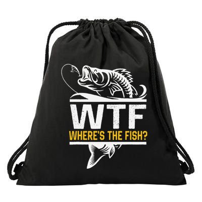 Wheres The Fish Wtf Funny Fishing Drawstring Bag