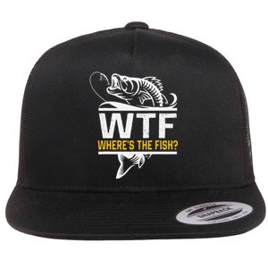 Wheres The Fish Wtf Funny Fishing Flat Bill Trucker Hat