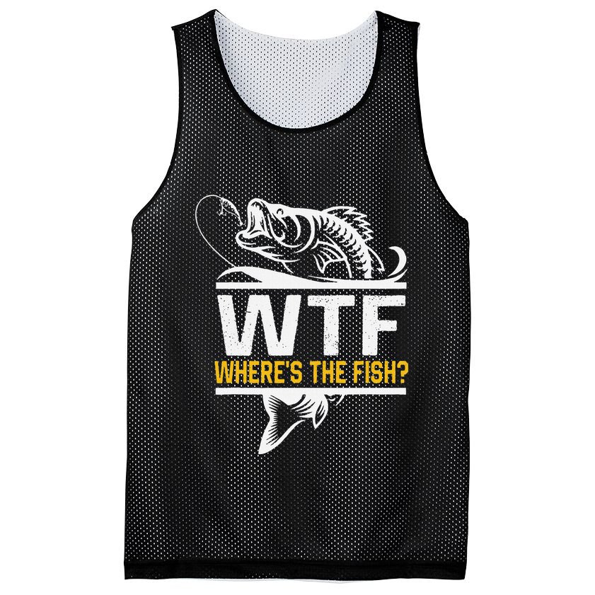 Wheres The Fish Wtf Funny Fishing Mesh Reversible Basketball Jersey Tank