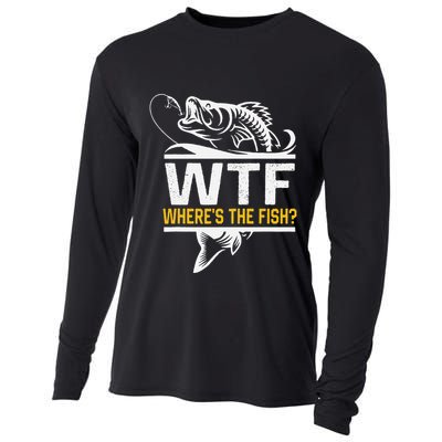 Wheres The Fish Wtf Funny Fishing Cooling Performance Long Sleeve Crew