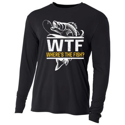 Wheres The Fish Wtf Funny Fishing Cooling Performance Long Sleeve Crew