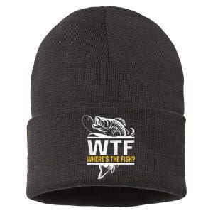 Wheres The Fish Wtf Funny Fishing Sustainable Knit Beanie