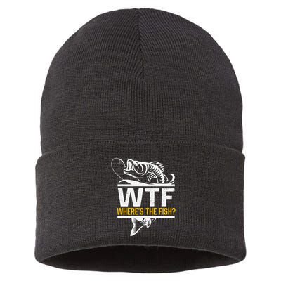 Wheres The Fish Wtf Funny Fishing Sustainable Knit Beanie