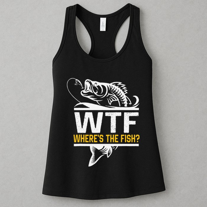Wheres The Fish Wtf Funny Fishing Womens Tank Top