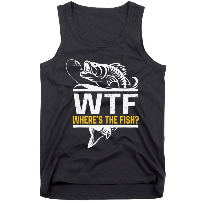 Wheres The Fish Wtf Funny Fishing Tank Top