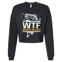 Wheres The Fish Wtf Funny Fishing Cropped Pullover Crew
