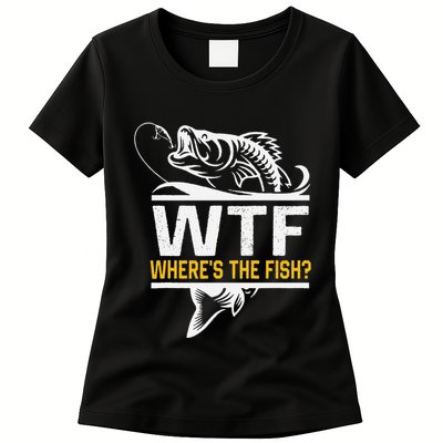 Wheres The Fish Wtf Funny Fishing Womens T-Shirt