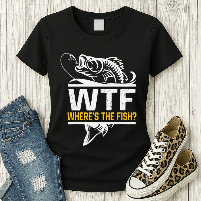 Wheres The Fish Wtf Funny Fishing Womens T-Shirt
