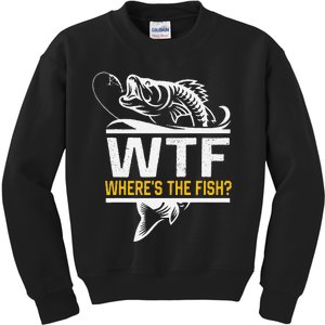 Wheres The Fish Wtf Funny Fishing Kids Sweatshirt