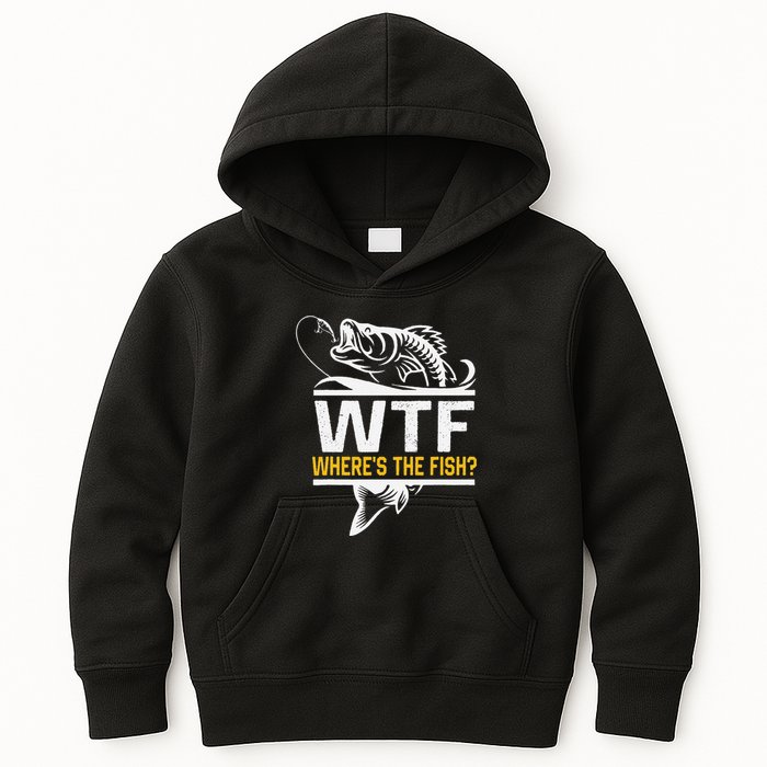 Wheres The Fish Wtf Funny Fishing Kids Hoodie