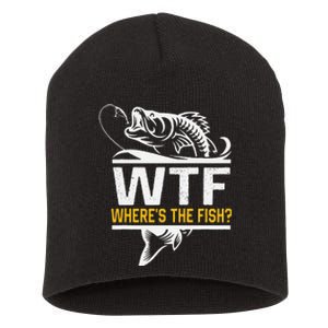 Wheres The Fish Wtf Funny Fishing Short Acrylic Beanie