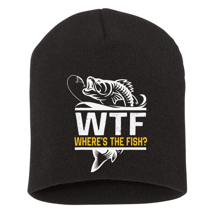 Wheres The Fish Wtf Funny Fishing Short Acrylic Beanie