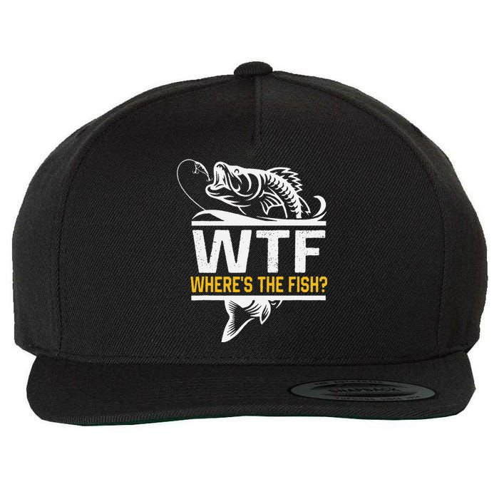 Wheres The Fish Wtf Funny Fishing Wool Snapback Cap