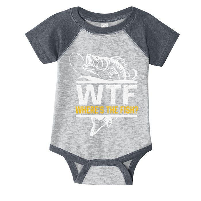 Wheres The Fish Wtf Funny Fishing Infant Baby Jersey Bodysuit