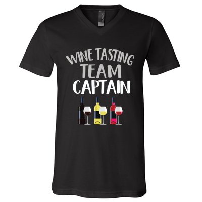 Wine Tasting Funny Theme Team Captain V-Neck T-Shirt