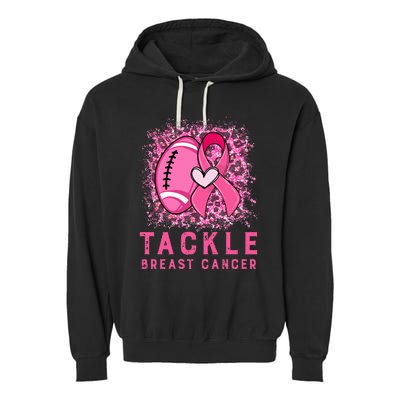 Woman Tackle Football Pink Ribbon Breast Cancer Awareness Garment-Dyed Fleece Hoodie