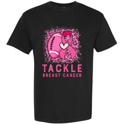 Woman Tackle Football Pink Ribbon Breast Cancer Awareness Garment-Dyed Heavyweight T-Shirt