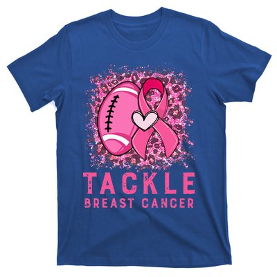 Woman Tackle Football Pink Ribbon Breast Cancer Awareness T-Shirt