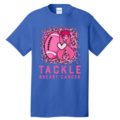 Woman Tackle Football Pink Ribbon Breast Cancer Awareness Tall T-Shirt