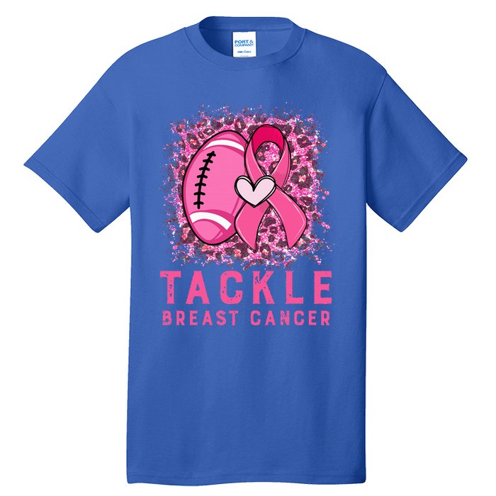 Woman Tackle Football Pink Ribbon Breast Cancer Awareness Tall T-Shirt