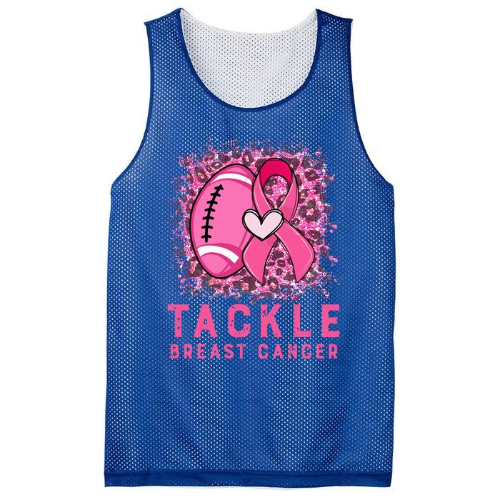 Woman Tackle Football Pink Ribbon Breast Cancer Awareness Mesh Reversible Basketball Jersey Tank