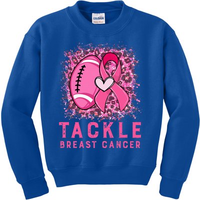 Woman Tackle Football Pink Ribbon Breast Cancer Awareness Kids Sweatshirt