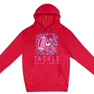 Woman Tackle Football Pink Ribbon Breast Cancer Awareness Premium Pullover Hoodie