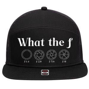 What The F Photography Camera F Stop Lens Photographer 7 Panel Mesh Trucker Snapback Hat