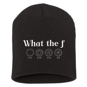 What The F Photography Camera F Stop Lens Photographer Short Acrylic Beanie