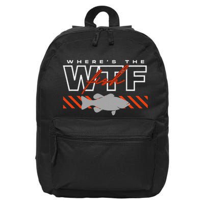 WhereS The Fish Wtf S Funny Fishing Joke 16 in Basic Backpack