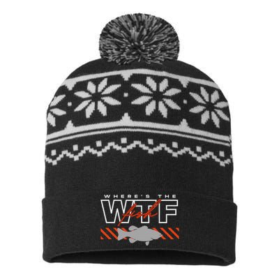 WhereS The Fish Wtf S Funny Fishing Joke USA-Made Snowflake Beanie