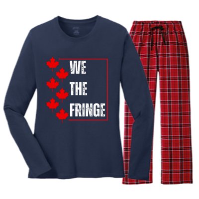 We The Fringe Canadian Leaf Flag Women's Long Sleeve Flannel Pajama Set 