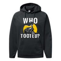 Who Tooted Funny Train Lover Cute Model Railroad Conductor Performance Fleece Hoodie