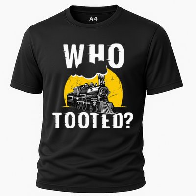 Who Tooted Funny Train Lover Cute Model Railroad Conductor Cooling Performance Crew T-Shirt