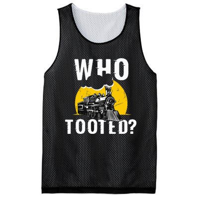 Who Tooted Funny Train Lover Cute Model Railroad Conductor Mesh Reversible Basketball Jersey Tank