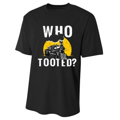 Who Tooted Funny Train Lover Cute Model Railroad Conductor Performance Sprint T-Shirt