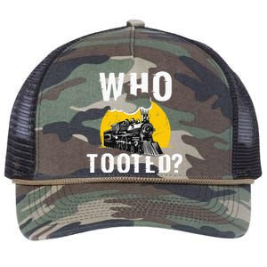 Who Tooted Funny Train Lover Cute Model Railroad Conductor Retro Rope Trucker Hat Cap