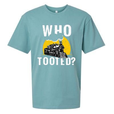 Who Tooted Funny Train Lover Cute Model Railroad Conductor Sueded Cloud Jersey T-Shirt