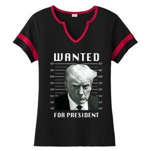 Wanted Trump For President Trump Mug Shot Never Surrender Great Gift Ladies Halftime Notch Neck Tee