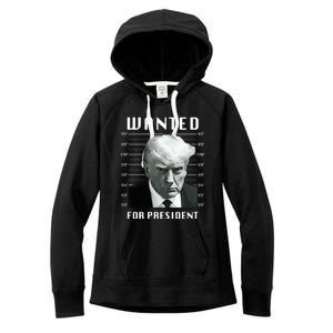 Wanted Trump For President Trump Mug Shot Never Surrender Great Gift Women's Fleece Hoodie