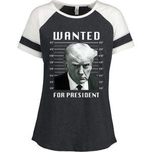 Wanted Trump For President Trump Mug Shot Never Surrender Great Gift Enza Ladies Jersey Colorblock Tee