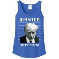 Wanted Trump For President Trump Mug Shot Never Surrender Great Gift Ladies Essential Tank