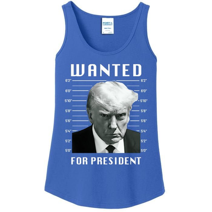 Wanted Trump For President Trump Mug Shot Never Surrender Great Gift Ladies Essential Tank