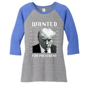 Wanted Trump For President Trump Mug Shot Never Surrender Great Gift Women's Tri-Blend 3/4-Sleeve Raglan Shirt