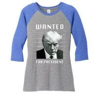 Wanted Trump For President Trump Mug Shot Never Surrender Great Gift Women's Tri-Blend 3/4-Sleeve Raglan Shirt