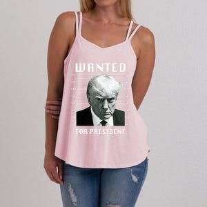 Wanted Trump For President Trump Mug Shot Never Surrender Great Gift Women's Strappy Tank