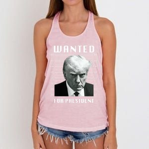 Wanted Trump For President Trump Mug Shot Never Surrender Great Gift Women's Knotted Racerback Tank