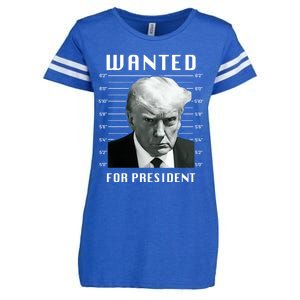 Wanted Trump For President Trump Mug Shot Never Surrender Great Gift Enza Ladies Jersey Football T-Shirt