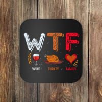 Wine Turkey Family Fall Vibes Autumn Season Thanksgiving Pumpkin Spice Funny Coaster