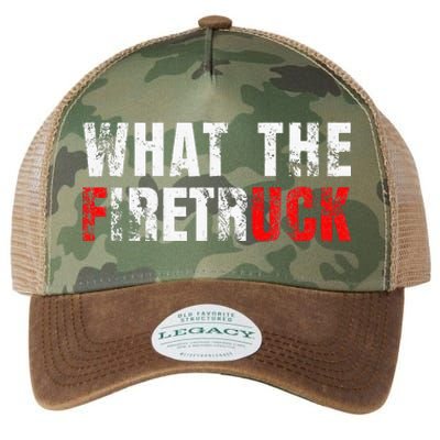 What The Firetruck Fireman Funny Firefighter Legacy Tie Dye Trucker Hat